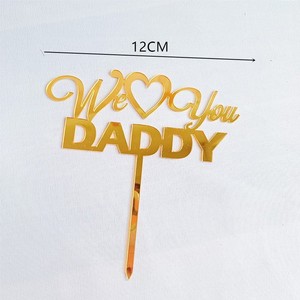 ท็อปเปอร์เค้กอะคริลิค รูปน้ำผึ้งและน้ำหวาน ข้อความ "We Love You Daddy" สีทอง/สีเงิน สำหรับตกแต่งเค้กวันพ่อ/วันเกิด - Product Image 6