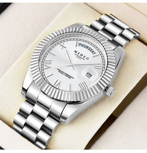 सर्वश्रेष्ठ पुरुषों की कलाई स्टेनलेस स्टील स्ट्रैप मिश्र धातु केस चांदी वाटरप्रूफ क्वार्ट्ज फैशन लक्जरी शैली पुरुषों की घड़ी - Product Image 2