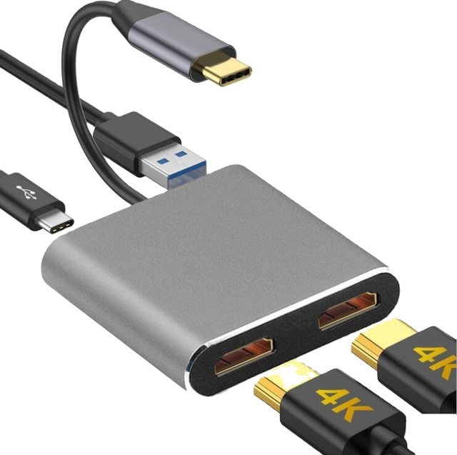 4 in 1 USB Type C to Dual HDMI Adapter 4K Type-C to HDMI Dual Screen Display Video Converter PD USB 3.0 HUB for MacBook samsung