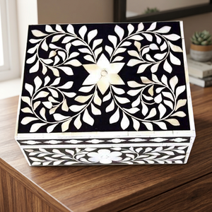 Caja de Almacenamiento Vintage Hecha a Mano con Diseño Cuadrado, Exquisita Incrustación de Hueso, Elegante Organizador de Joyas y Regalos, Estuche para Joyas al por Mayor - Product Image 1
