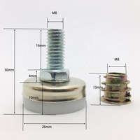 Pieds de meubles réglables 3/8"-16 x 38 mm, nickelés, robustes, avec inserts filetés pour tables et armoires