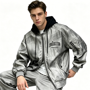 Blouson MA-1 en jean délavé style vintage américain avec capuche amovible, broderie gothique, fermeture éclair intégrale, coupe ample, été, imperméable et respirant - Product Image 1