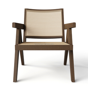 FERLY, muebles modernos para sala <span class=keywords><strong>de</strong></span> estar, sillón inclinado <span class=keywords><strong>de</strong></span> roble macizo con patas en forma <span class=keywords><strong>de</strong></span> V invertidas y respaldo <span class=keywords><strong>de</strong></span> caña - Product Image 1