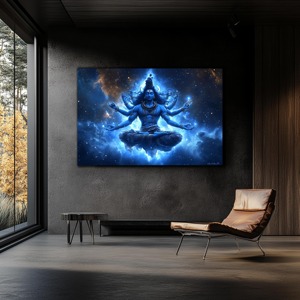 Cuadro <span class=keywords><strong>de</strong></span> Porcelana con Cristal <span class=keywords><strong>de</strong></span> Lujo Moderno del Dios Hindú Shiva, Impresión HD, Arte Mural Cósmico <span class=keywords><strong>de</strong></span> Mahadev para Sala <span class=keywords><strong>de</strong></span> Estar o Sofá - Product Image 2
