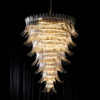 Lustre en cristal coquillage moderne de luxe léger à LED suspendu pour mariages, halls d'hôtels, maisons duplex, escaliers creux