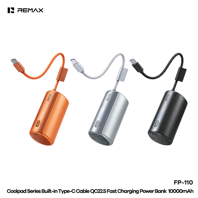 Fp-110 Built-in Type-c Cable Qc22.5 Fast Charging Power Bank 10000mah Emergency Portable Power Banks