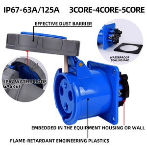 3pin công nghiệp cắm ổ cắm 2P E 220 240V <span class=keywords><strong>IP67</strong></span> Cee nối 3pin 63A 2P E 220 Cắm Công Nghiệp 240V <span class=keywords><strong>IP67</strong></span> cắm iec60309 - Product Image 2