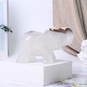 Venta al por Mayor de Piedras de Cristal Naturales Curativas, Tallados de Cristal Artesanales, Estatua de Elefante de Cristal de la Suerte para Decoración - Product Image 5