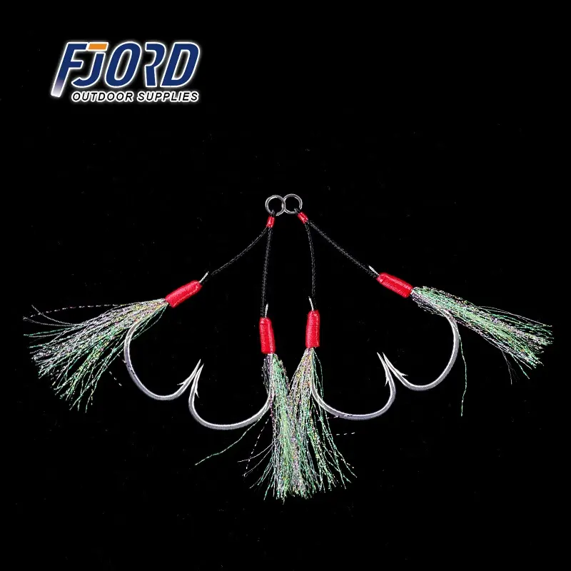 FJORD 1/0 2/0 3/0 4/0 5/0 fishing hooks double assist luminous jigging hook