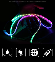 Bande lumineuse LED RGB 5V 12V 120cm 150cm pour marchepied de portière de voiture, avec télécommande via application, éclairage d'ambiance décoratif automobile