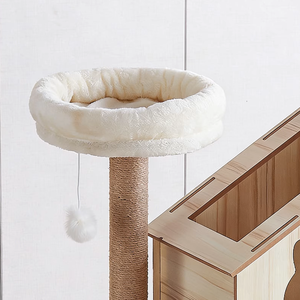 คอนโดแมวไม้สูงหลายชั้นแบบตั้งพื้นถึงเพดาน พร้อมกระบะทราย - Product Image 6