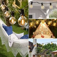 Guirlandes lumineuses solaires à ampoules LED G40 pour le camping en plein air, le jardin, la cour, la fête, lumières décoratives rétro