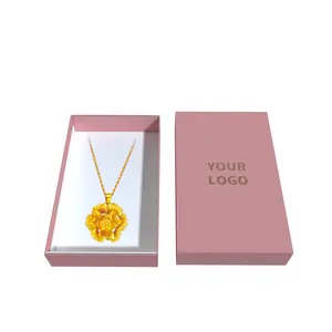 Оптовая цена подарочная упаковочная коробка розовое золото ожерелья жесткие коробки Роскошные браслеты шкатулка для ювелирных изделий со вставкой