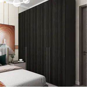 Papel pintado autoadhesivo de PVC de grano de madera negra, paneles de pared decorativos interiores impermeables para la decoración del hogar