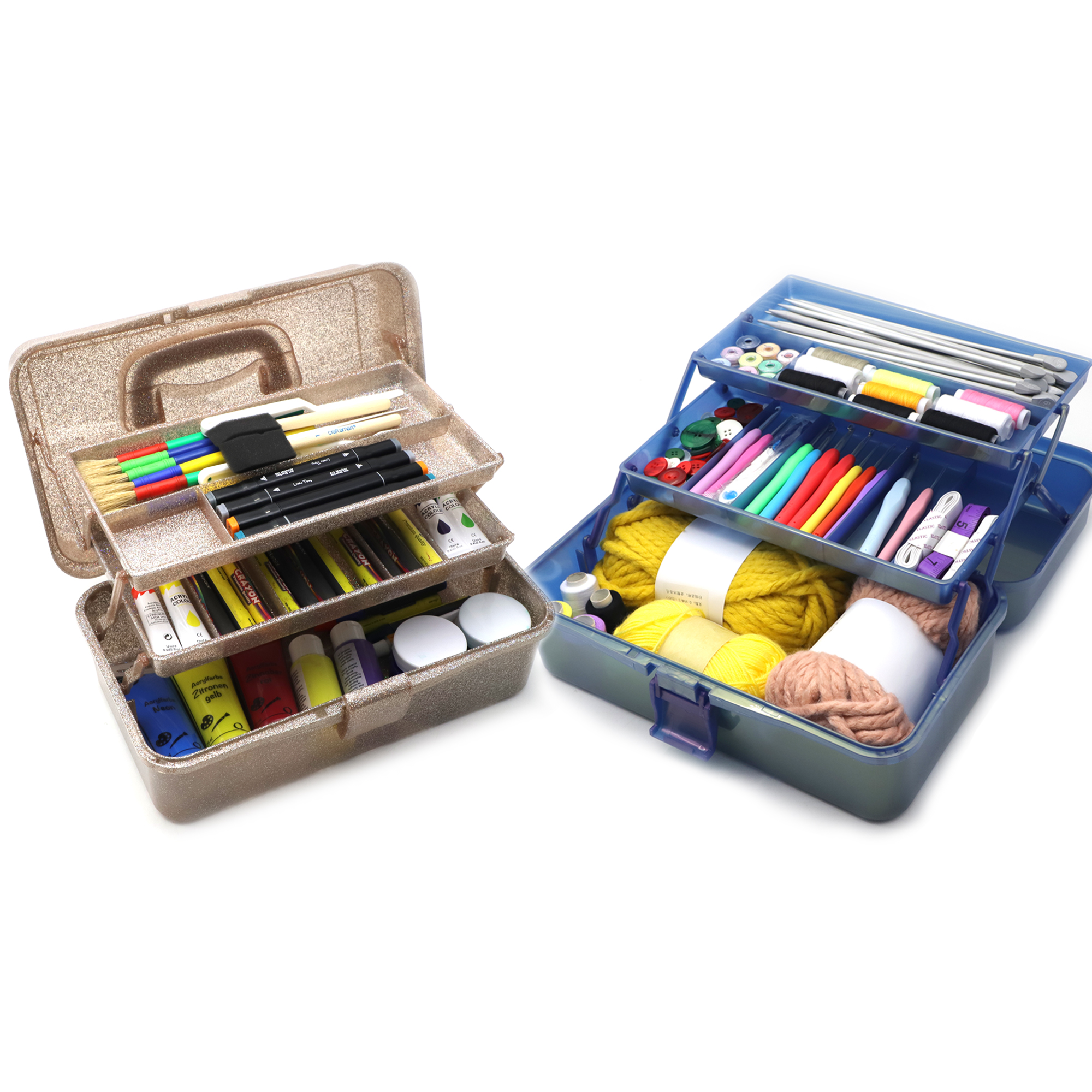 KINTNER DESIGNS Craft Storage Box To Keep Your Items Neat And Organized. Large Art And Craft Bin With Lid And Handles. Stylish And Space