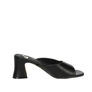 Pantofole nere Gd40 con cinturino alla caviglia 8cm tacco sottile da ufficio pump a punta aperta tacco sandali con strass soletta - Product Image 4