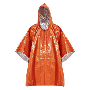 Customized aluminum foil insulated outdoor disposable PE orange first aid <b>raincoat</b>, adventure <b>raincoat</b>, thickened life blanket - Product Image 4