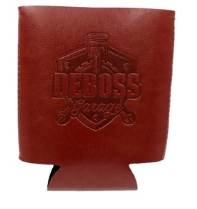 Porta Latas de Neopreno con Logotipo Grabado, de Cuero PU Marrón, de Lujo, Clásico, para Latas de Cerveza de 330 ml (12 oz) - Product Image 5