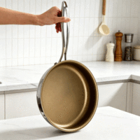 Panci Masak FLEY Komersial Stainless Steel Titanium Anti Lengket, Peralatan Dapur yang Dapat Disesuaikan untuk Berbagai Jenis Kompor Rumah Tangga