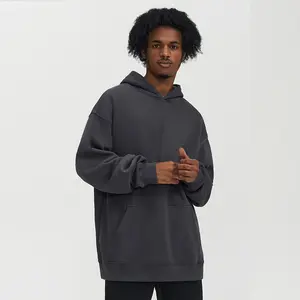 Hoodie Manufacturers Custom Essential Streetwear 100% Cotton Plus Size Crew Neck Cool Black Men'S Hoodies