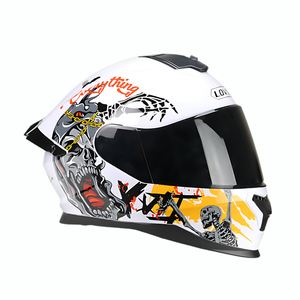 <span class=keywords><strong>Casco</strong></span> da <span class=keywords><strong>moto</strong></span> integrale Unisex con <span class=keywords><strong>teschio</strong></span> bianco per uomini e donne, <span class=keywords><strong>casco</strong></span> per adulti con varie decalcomanie eleganti. - Product Image 5