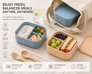 Versatile Lunch School & Office Microwave Safe Silicone Bento <b>Box</b> for Food Storage - Product Image 6