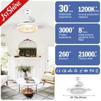 1stshineIndoor Light Ventilateur de plafond décoratif à LED invisible de luxe de 36 pouces avec lumière