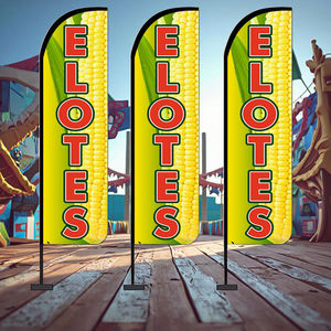 Bandera de plumas de elotes mexicana personalizada, venta al por mayor, 130G, publicidad de doble cara tejida para el mercado de agricultores, Bandera de plumas con cuchillo - Product Image 2