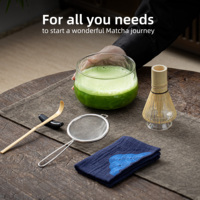 Ensemble de fouets à matcha écologiques résistants à la chaleur, 7 pièces, OEM/ODM personnalisé, bol en verre, cuillère en bambou Chasen pour la cérémonie du thé japonaise