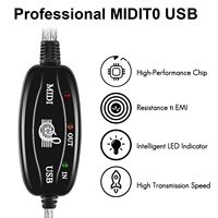 Cable MIDI a USB con Conductor de Cobre para Teclado Electrónico y Periféricos de Computadora, Adaptador para Edición Musical