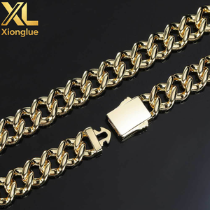 Fashion Hip Hop Jewelry 14K Gold Plated Miami Cuban Necklace Spring Clasp 12mm Bling CZ <b>Iced</b> <b>Out</b> Cuban Link <b>Chain</b> - Product Image 4