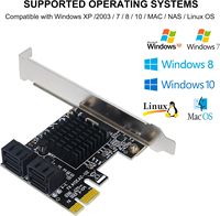 Tarjeta PCIe SATA de 4 Puertos, Adaptador Controlador SATA 3.0 de 6Gbps con 4 Cables y Soporte de Perfil Bajo para PC de Escritorio, Windows, Linux, Mac