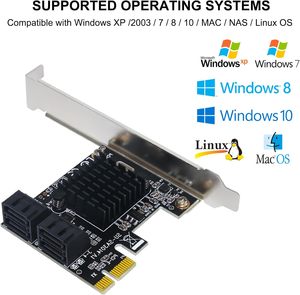PCIe SATA Kartı 4 Bağlantı Noktalı 6 Gbps SATA 3.0 Denetleyici Adaptörü 4 Kablolar Masaüstü Bilgisayar için Alüminyum Alaşımlı Düşük Profil Braketi Stok - Product Image 5