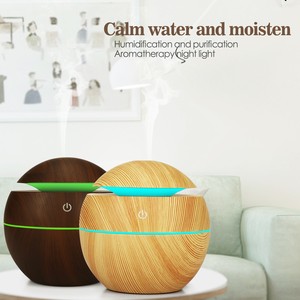 Humidificateur d'air ultrasonique USB à grain de bois, diffuseur d'huiles essentielles électriques, lumière LED 7 couleurs, faible bruit 35 dB pour la maison - Product Image 2