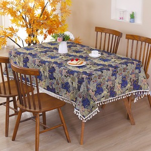 <span class=keywords><strong>Nappe</strong></span> <span class=keywords><strong>Jacquard</strong></span> Épaisse Imprimée Petit Ours Bleu Style Vintage <span class=keywords><strong>Français</strong></span> avec Macramé pour Événements et Fêtes – Vente en Gros - Product Image 4