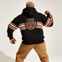Sweat à capuche rétro uni pour homme, broderie patchwork, épaules tombantes, coupe oversize, streetwear, 100% coton, OEM personnalisé, vente en gros, automne