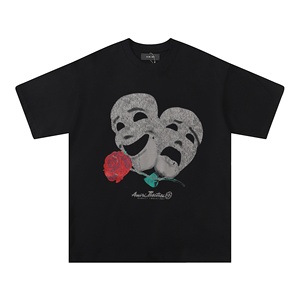 T-shirt da uomo Hot Supplier Apparel [260g] con stampa logo classico e lettere graffiti, a maniche corte, vestibilità ampia, modello Bape per coppia - Product Image 4
