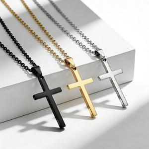Minimalist Stainless Steel Cross <b>Necklace</b> Unisex Fashion Pendant Everyday Wearing Colorfast Jewelry - Product Image 1