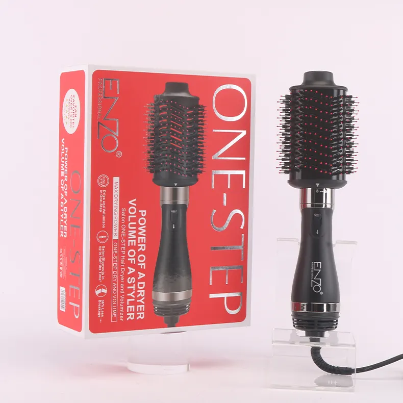 ENZO pengering rambut elektrik, pengering rambut 3 dalam 1 kabel daya sikat udara panas sisir penata profesional pelurus rambut dan pengeriting