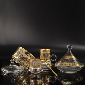Wholesale ethopian 28pcs New coffee&amp;tea sets Customized Tea Cup Set <strong>Glass</strong> <strong>TeaCup</strong> and saucer set - Product Image 4