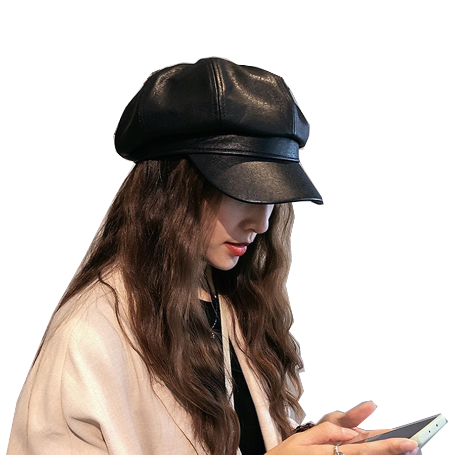 Женские шапки из искусственной кожи, берет, британская ретро восьмиугольная шапка, детский берет корейской версии, женская шапка художника на осень и зиму