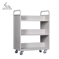 Chariot de livre Double face en métal en forme de W, chariot sur roulettes, 3 niveaux, bibliothèque, littéraire, chariot Mobile, chariot pour documents et bureau