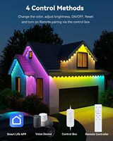 APP Control RGBIC Étanche LED Pixel Guirlande Lumineuse 50ft/100ft/150ft Noël Décoratif Changeable RGBW Avant-toit Lumières