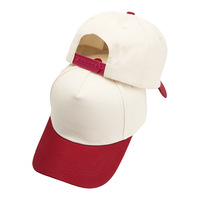 Gorra de Béisbol de 5 Paneles de Algodón Puro con Bloques de Color OEM, Logotipo Bordado, Hebilla Ajustable de Plástico, Gorra para el Sol con Logotipo Impreso