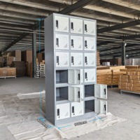 Casier en acier à 18 compartiments avec serrures individuelles, armoire de rangement pour chaussures en métal, casier pour livres et sacs d'écoliers