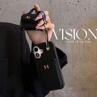 Étui de téléphone en cuir litchi tendance pour iPhone 17 Pro Max avec pochette universelle pour étui Airpods
