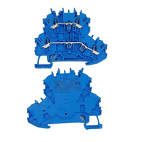 Morsetto a gabbia passante a doppio terminale blu, nuovo di zecca, originale tedesco, disponibile in magazzino, per guida DIN 2.5mm² (2002-2204)