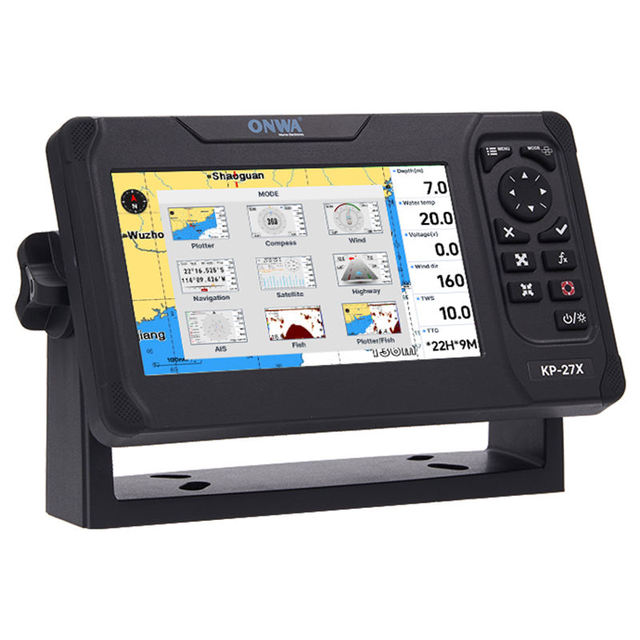 ONWA KP-27X 7-Inch 4-in-1 Marine Supplies GPS Chart Plotter with Class B+ AIS Tracking and Fish Finder