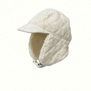 Fashion White Bomber <b>Hat</b> Women Winter Warm Cotton Cap Ear protection Flight Cap Winter <b>Hats</b> With Ear Protection - Product Image 1