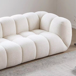 Cremefarbenes Lammkaschmir-Sofa für Wohn- und Schlafzimmer. Ein Marshmallow-ähnliches Stoffsofa. - Product Image 5